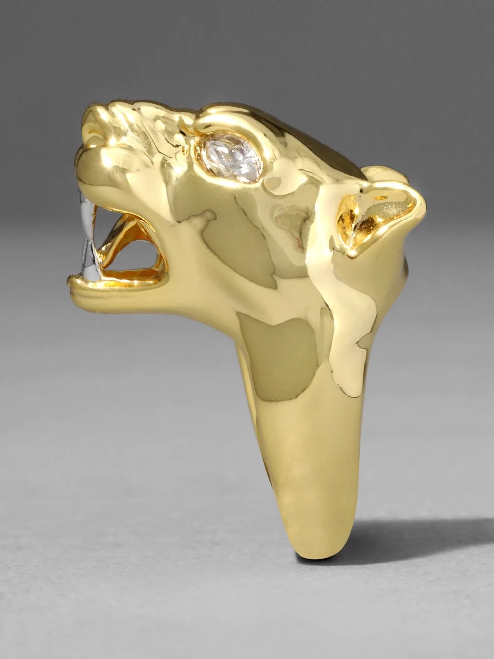 Alexis Bittar Gold Panther Visage Ring, Size 8